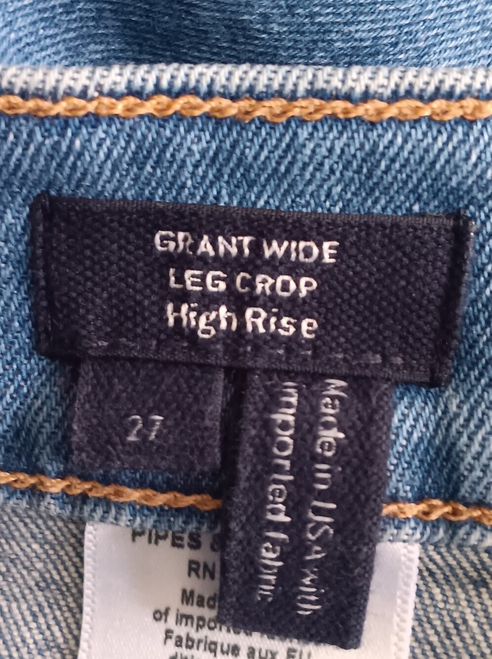 Veronica Beard Grant Blue High Rise Wide Leg Cropped Jeans Raw Hem Denim Size 27 - Picture 8 of 9